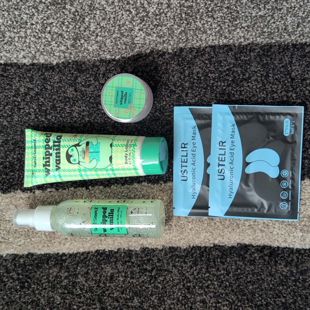 NEW Sweet And Shimmer Whipped Vanilla Body Care Set with Eye Masks